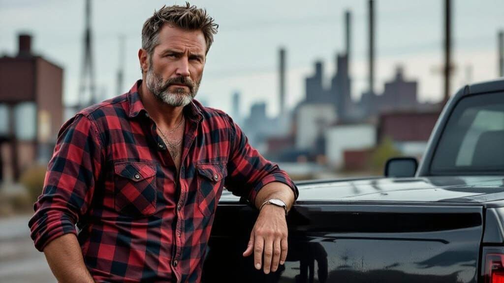 Gritty Photo Realistic Image of Rugged Man and Truck