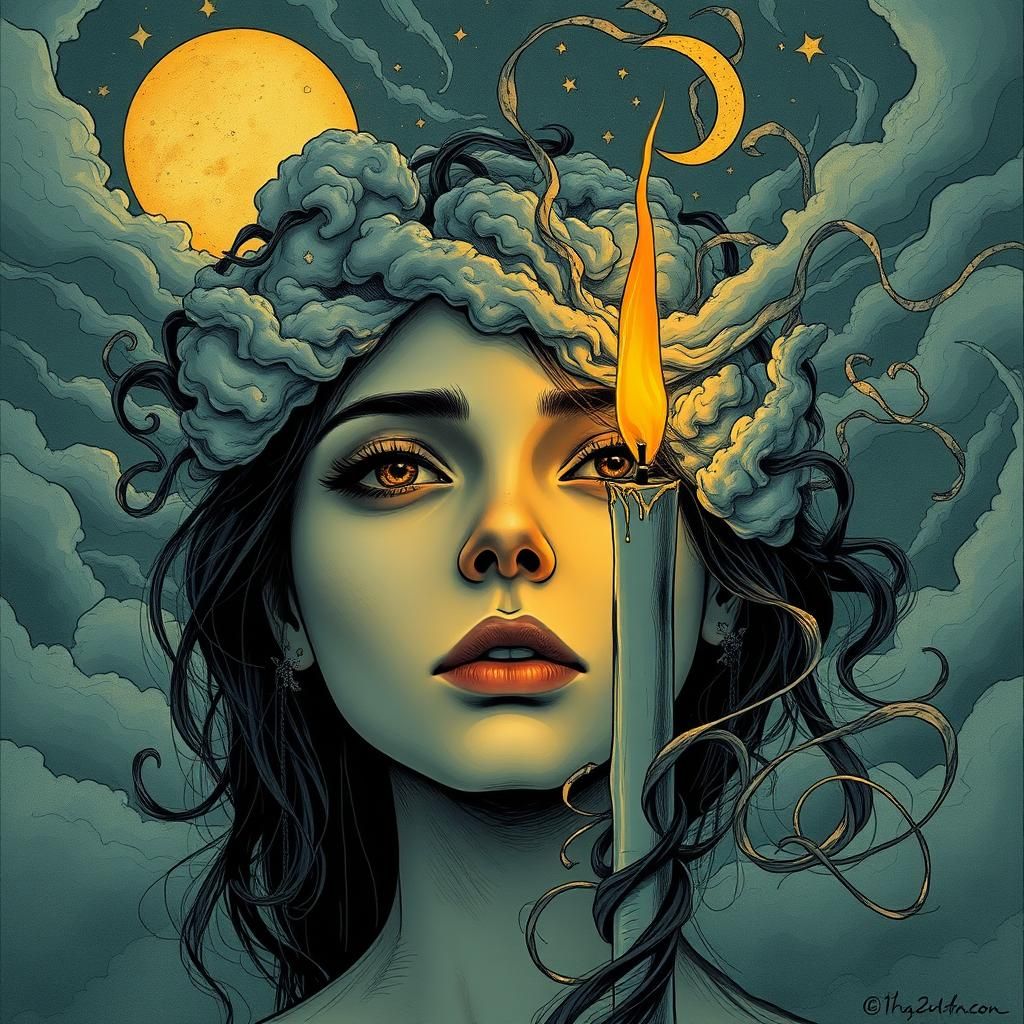 Woman with a candle flame