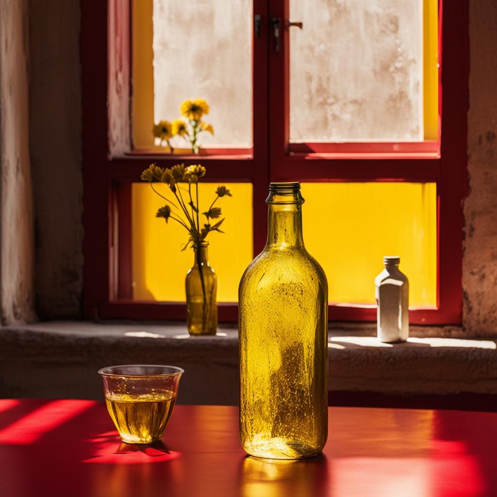 Yellow Bottle Still Life, Window Light