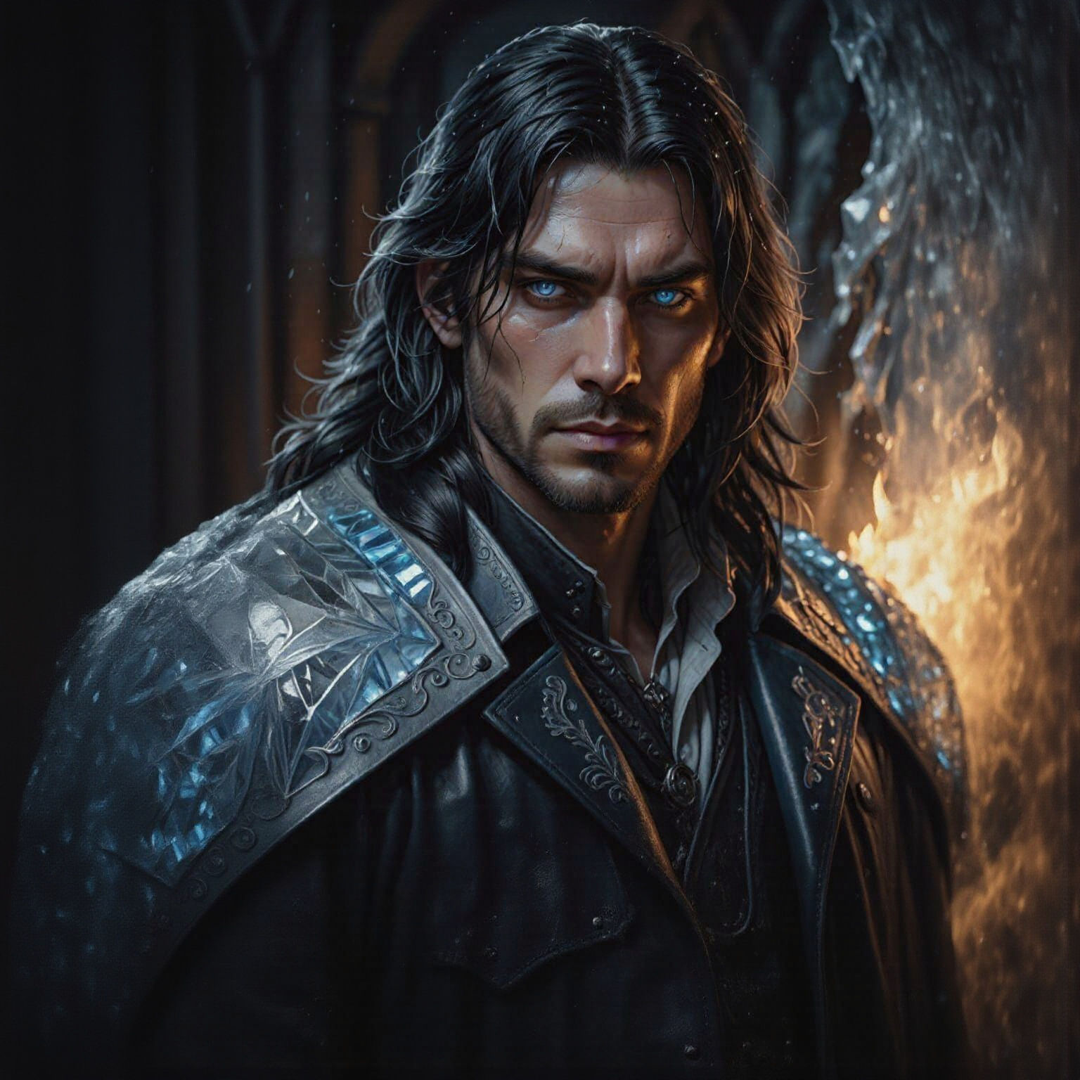 Ice Warlock Portrait in Digital Painting Style