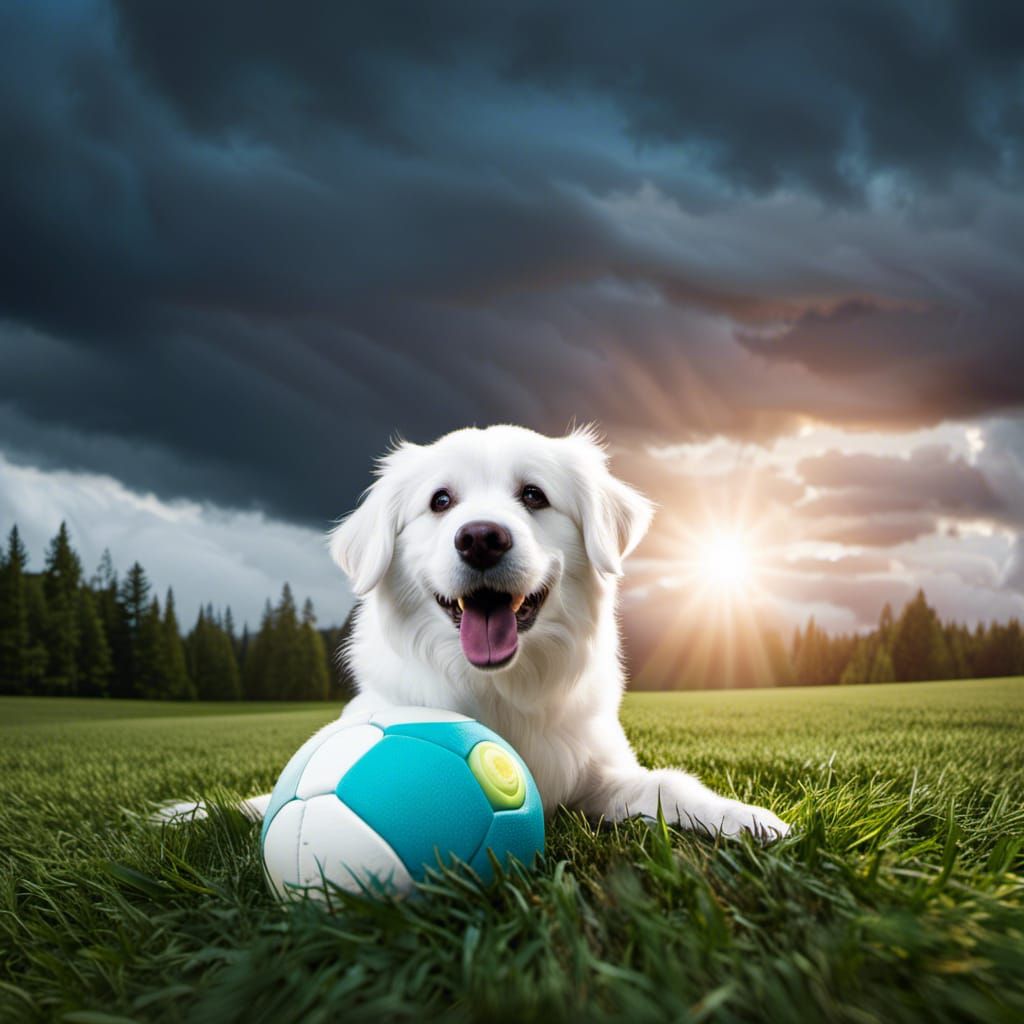 Cartoon Ghost Dog in Heaven