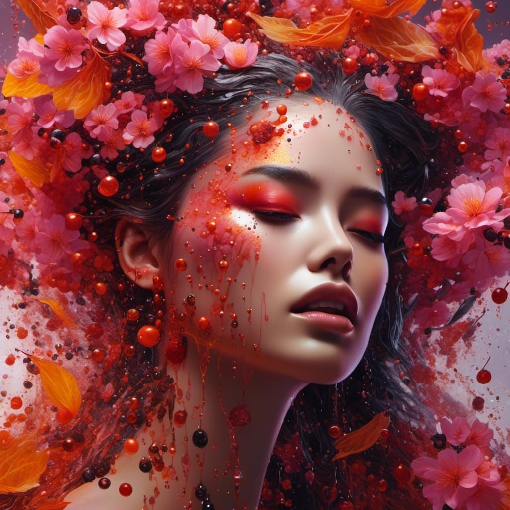 Hyperrealistic Water Drips on Woman's Face