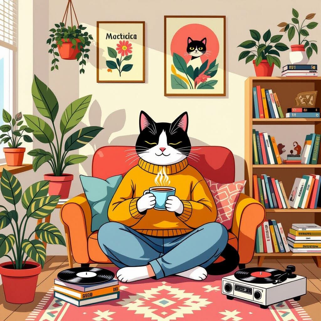 Millennial Cat in Wes Anderson-Inspired Apartment