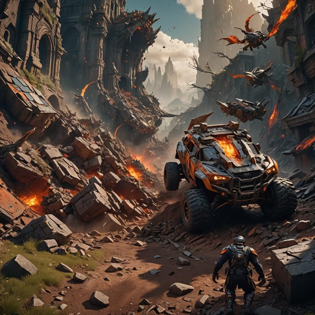 Violent Earth Impact: Detailed Matte Painting in 8k