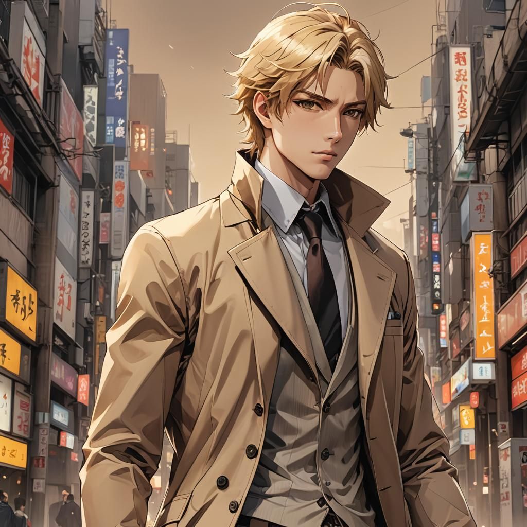 Young Man in Suit: Japanese Manga Anime Art