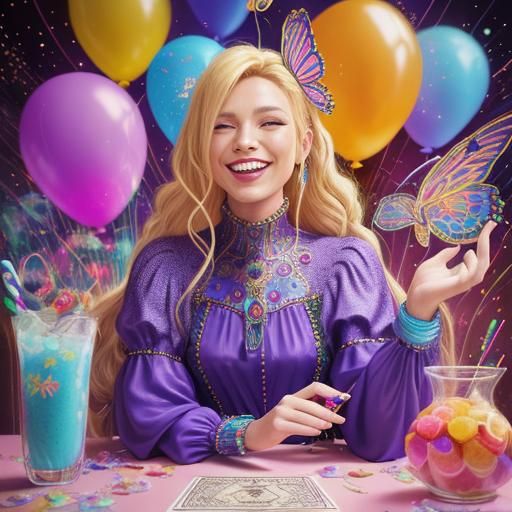 Braided Tarot Reader with Phoenix in Candy Art