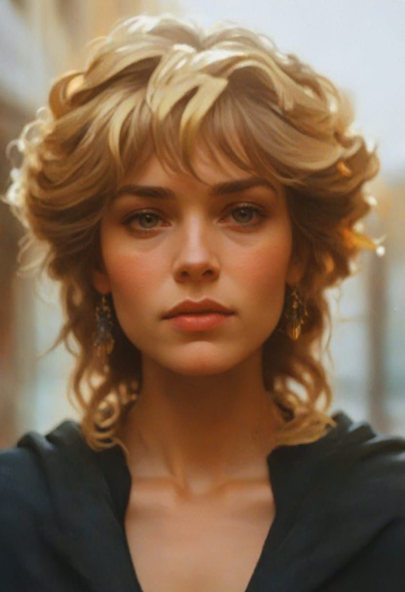 Cloaked Woman Portrait in Oil Painting Style