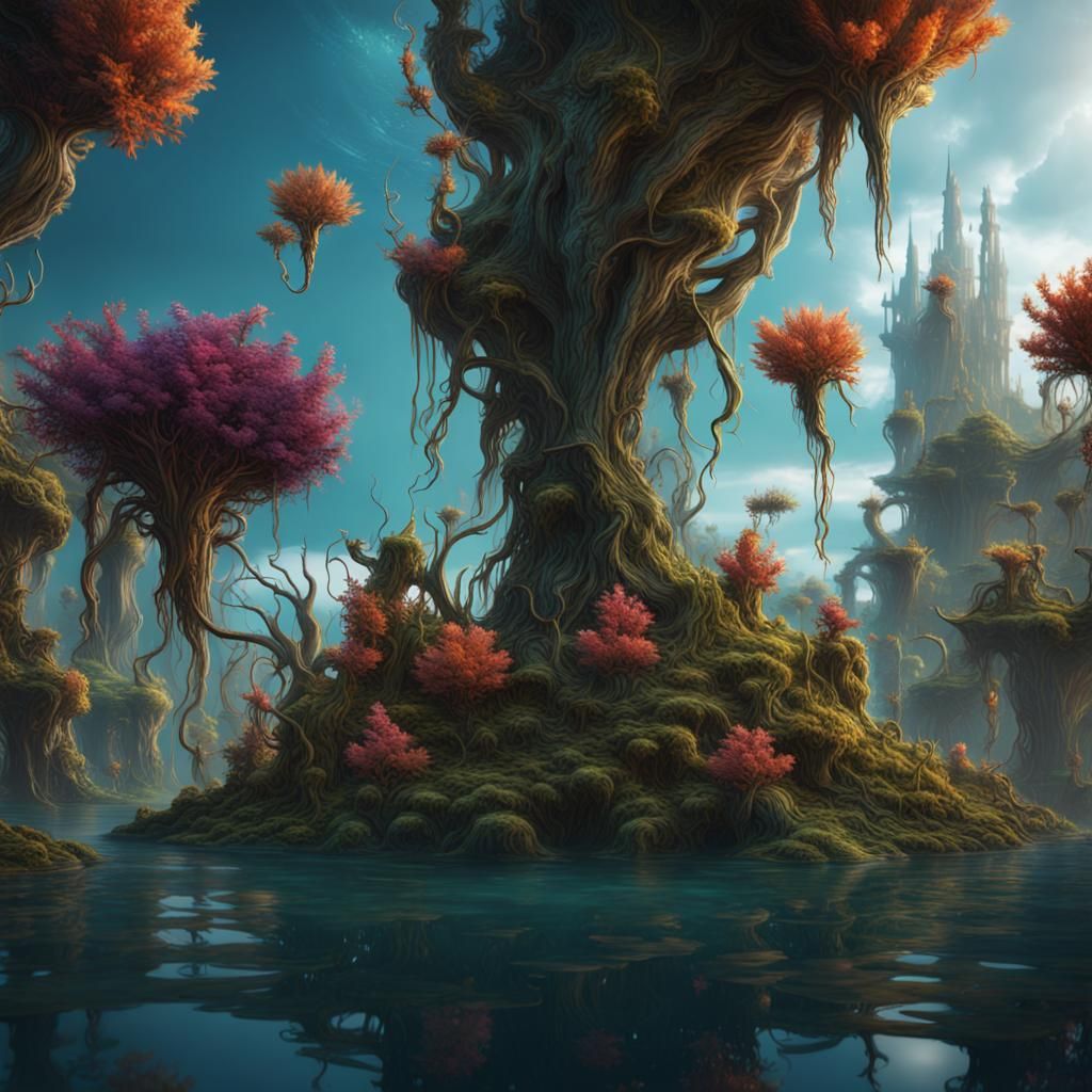 Fantastical Magic Plants Floating in Deep Color