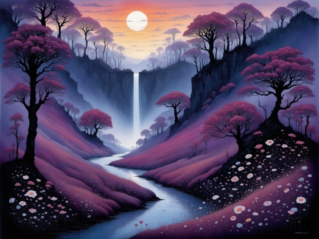 Apple Blossom Garden in Abstract Expressionist Style