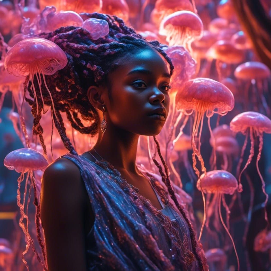 Y2K Black Girl in Jellyfish Dress
