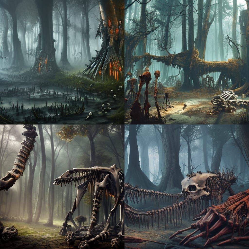 Ultra Realistic Forest of Bones and Skeletons