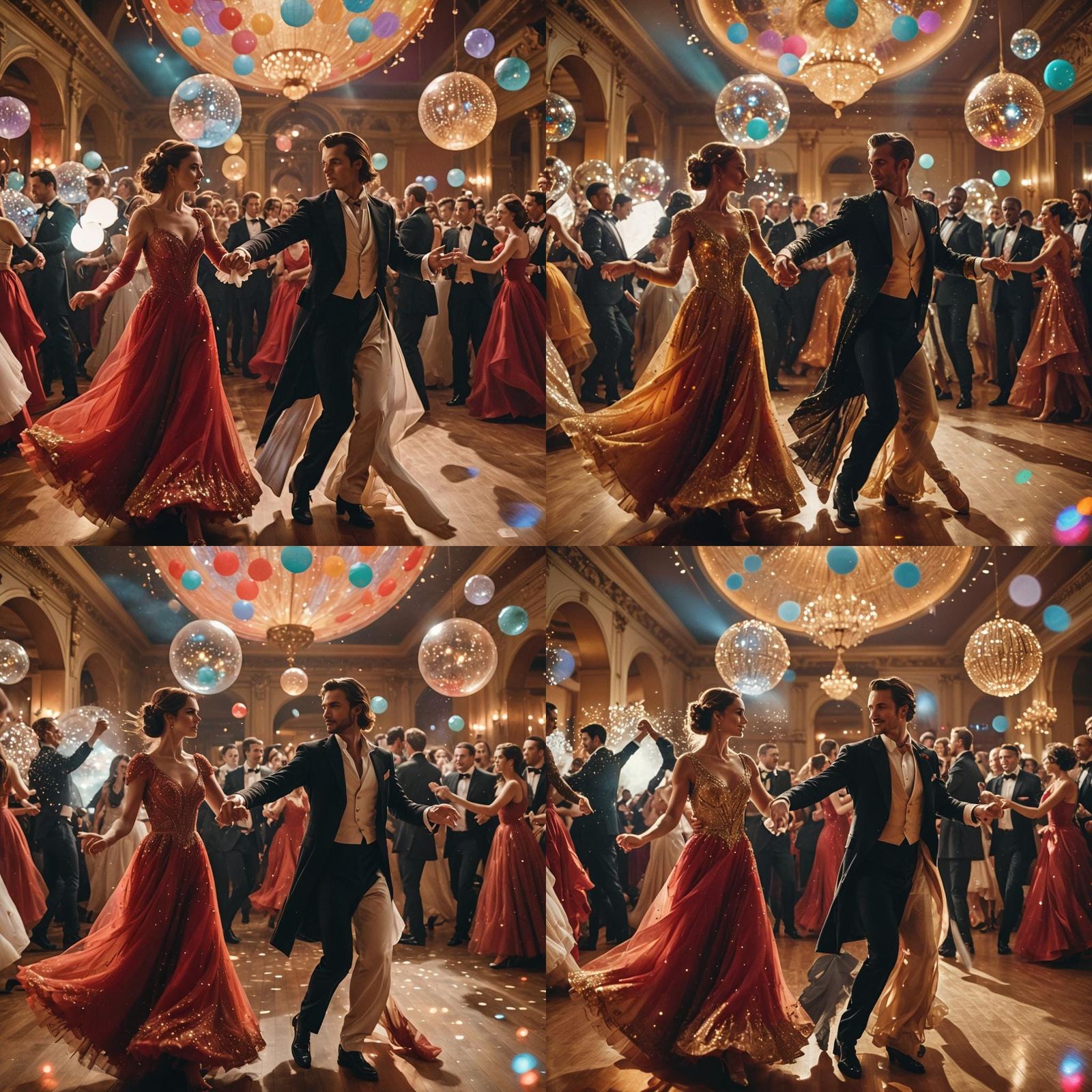 Magical Ballroom: Dancing Couple in Cinematic Light
