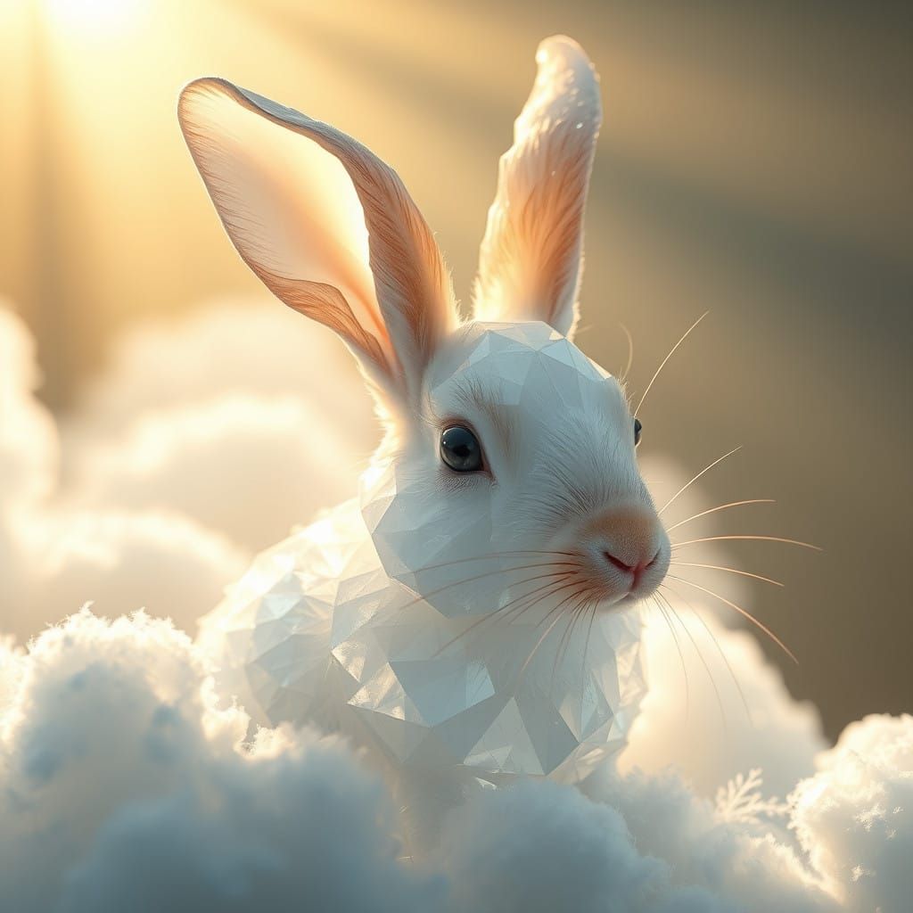Ethereal Crystal Rabbit in Celestial Glow