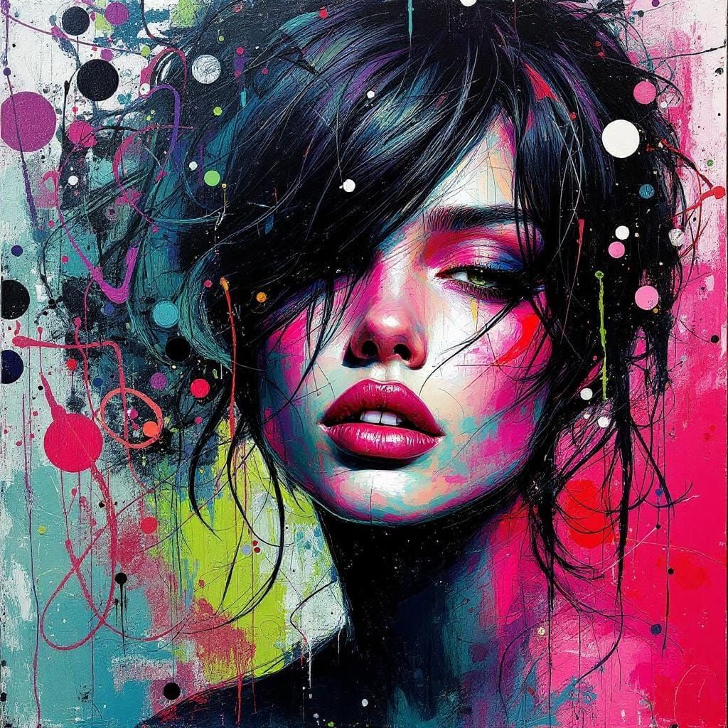 Fractured Oil Painting of a Beautiful Woman