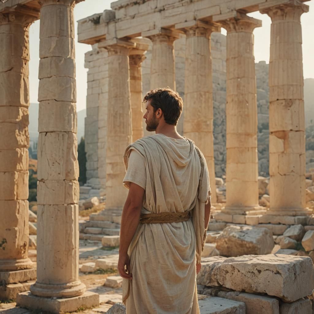 Time Traveler Among Ancient Greek Ruins