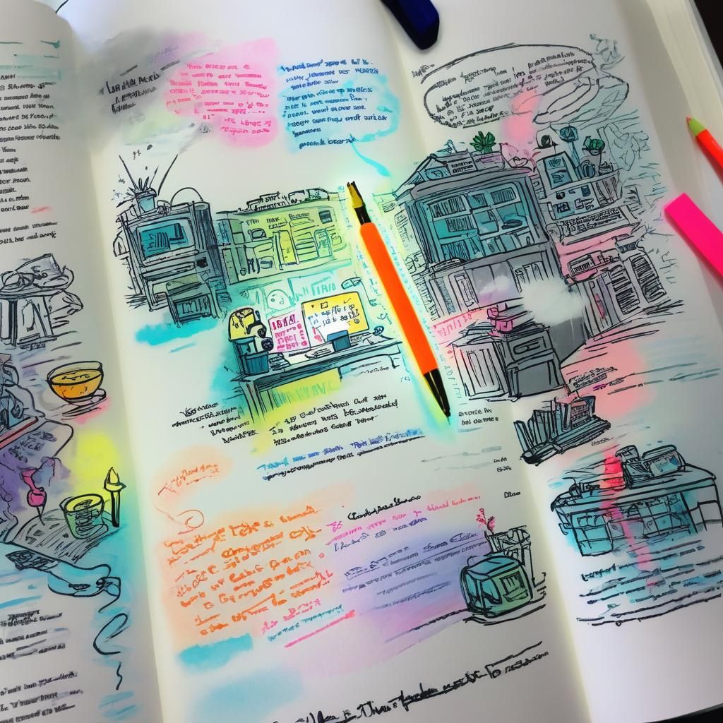 Neon Storybook Creation: A Pen's Magic