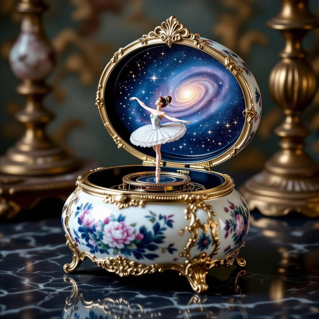 Intricate Steampunk Music Box with Clockwork Ballerina