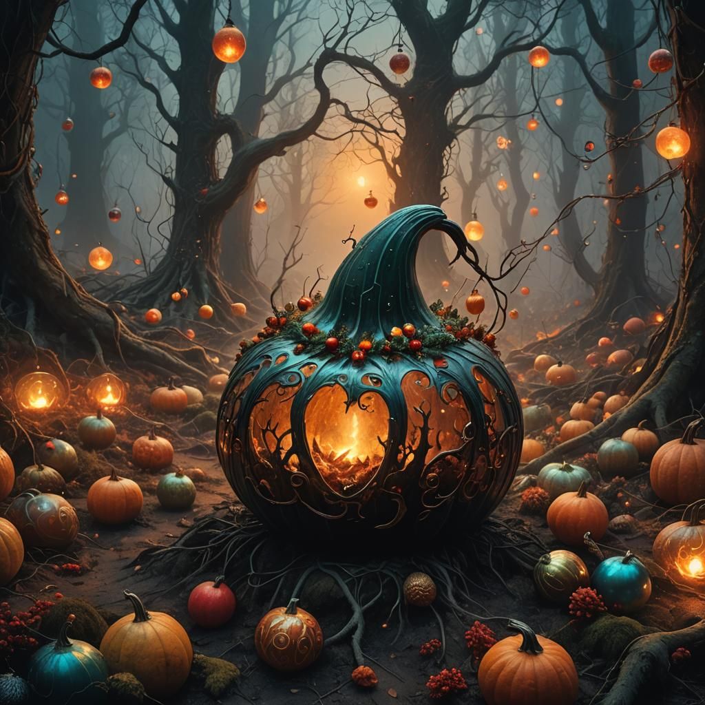 Hell's Gourd in Mystical Christmas Forest