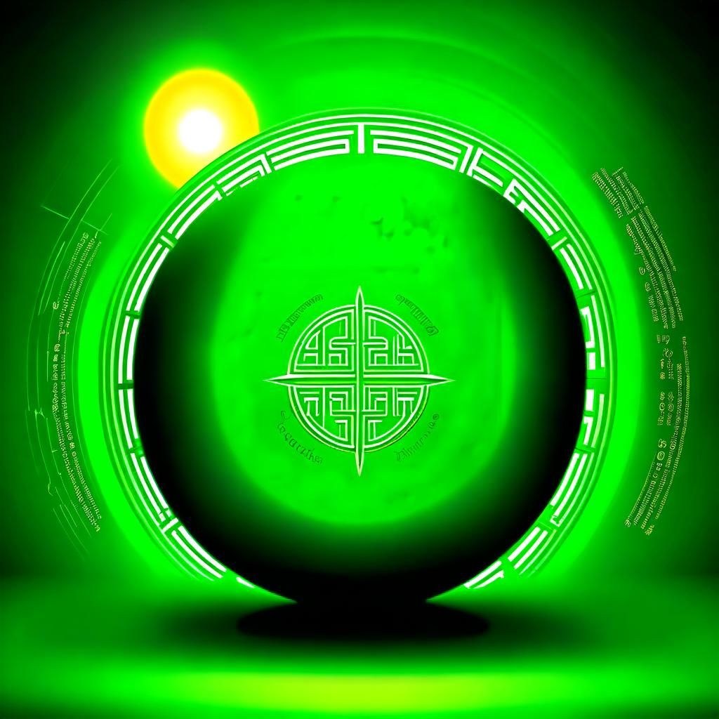 Green Orb Radiating Sacred Energy and Languages