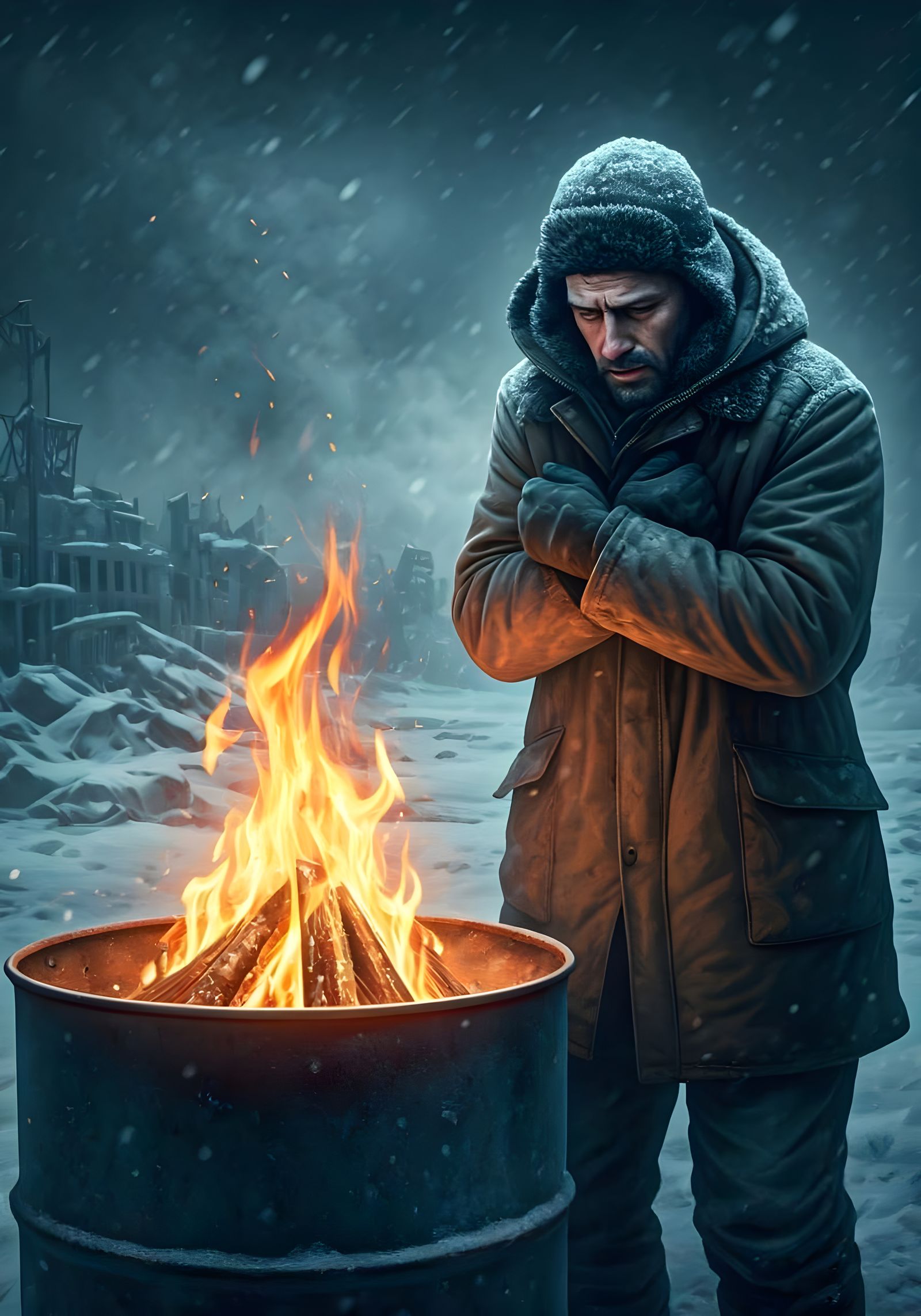 Man Fights Desolation in Post-Apocalyptic Winter