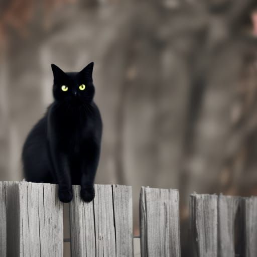Black Cat with Red Eyes and Demon Wings