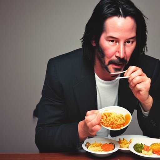 Keanu Reeves eating Ramen