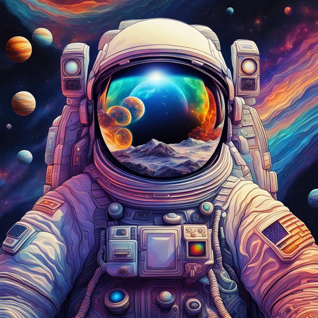 Astronaut on Mars: Holographic Cosmic Illustration