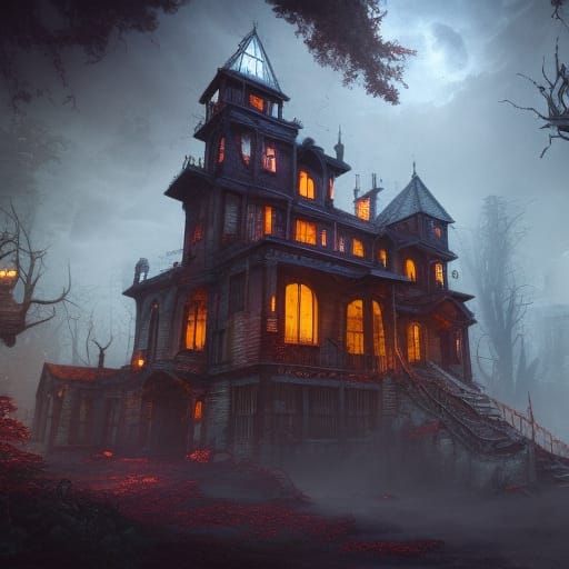 Detailed Matte Painting of Haunted House