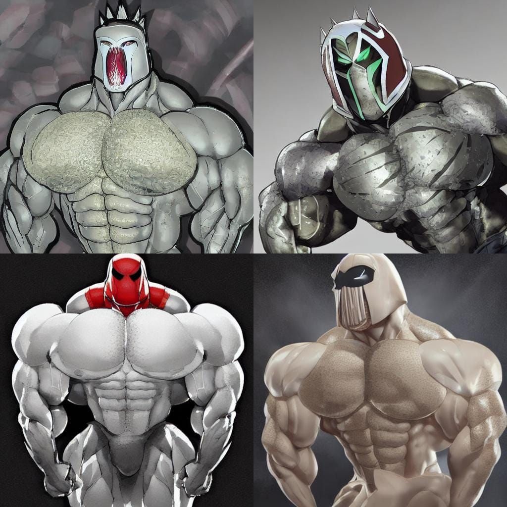 Muscular Man in Spider-Man Mask Digital Drawing