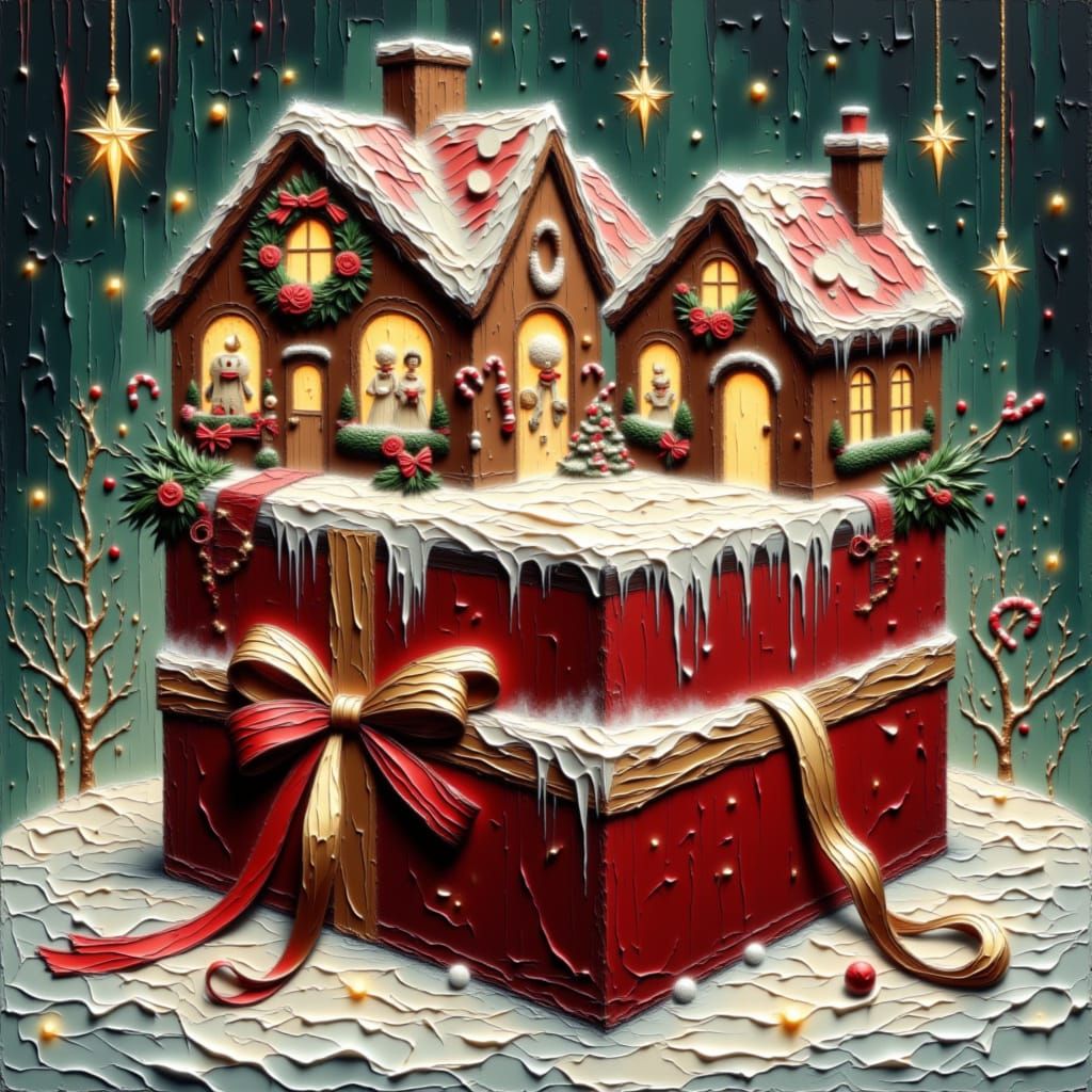 Magical Gingerbread Village in Festive Gift Box