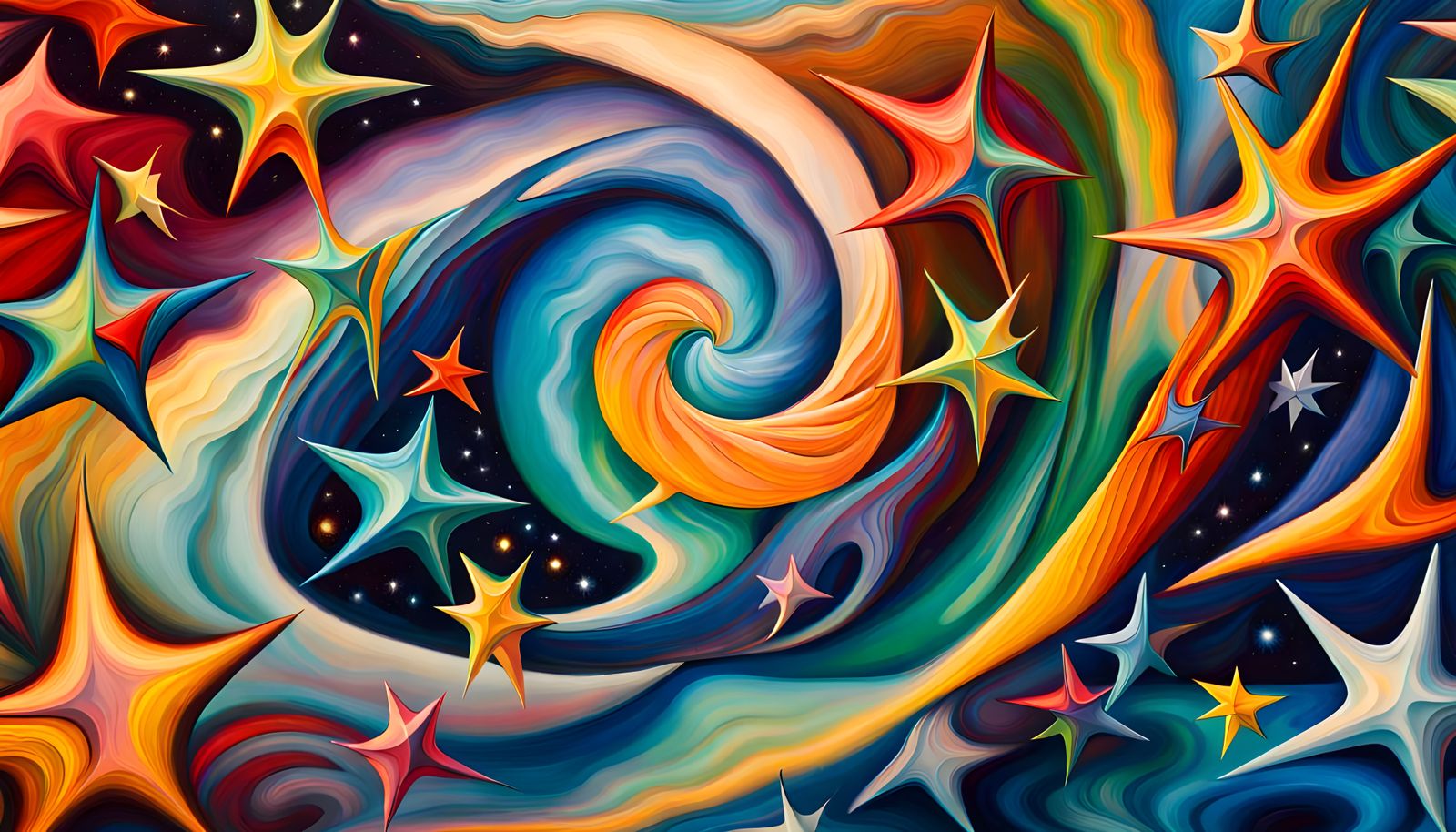 Swirling Stars in Deep 3D Impasto Painting