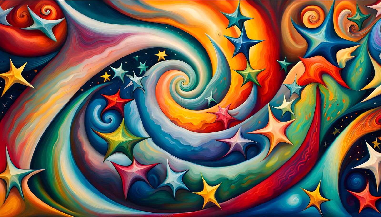 Stellar Vortex in Impasto Oil Painting Style