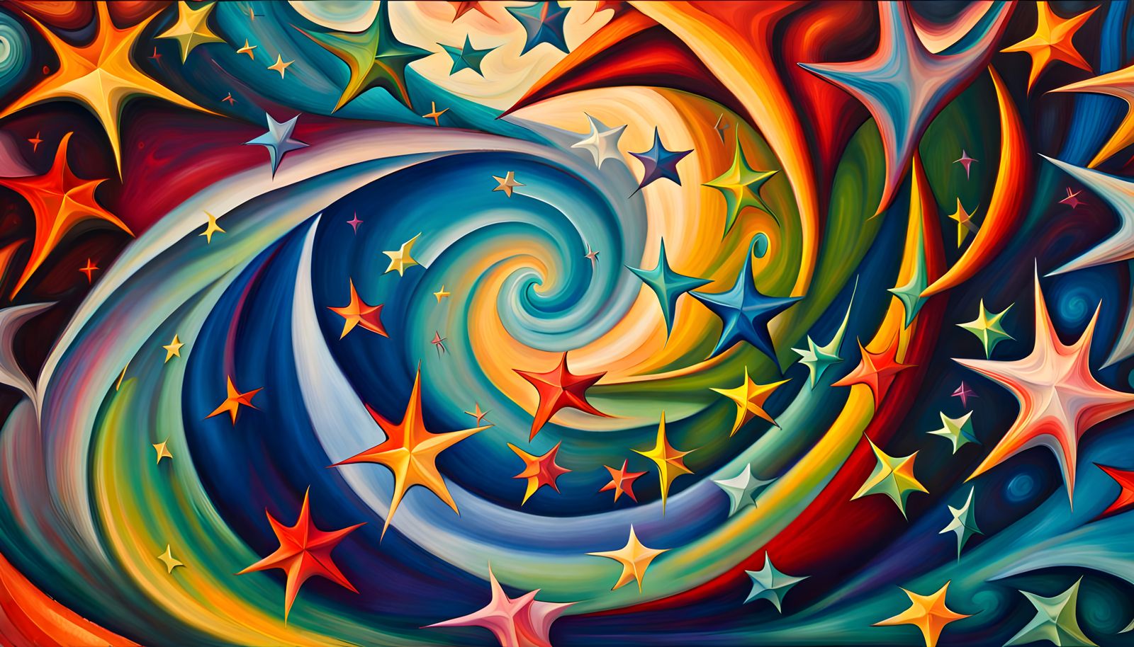 Stellar Vortex in Impasto Oil Paint Style