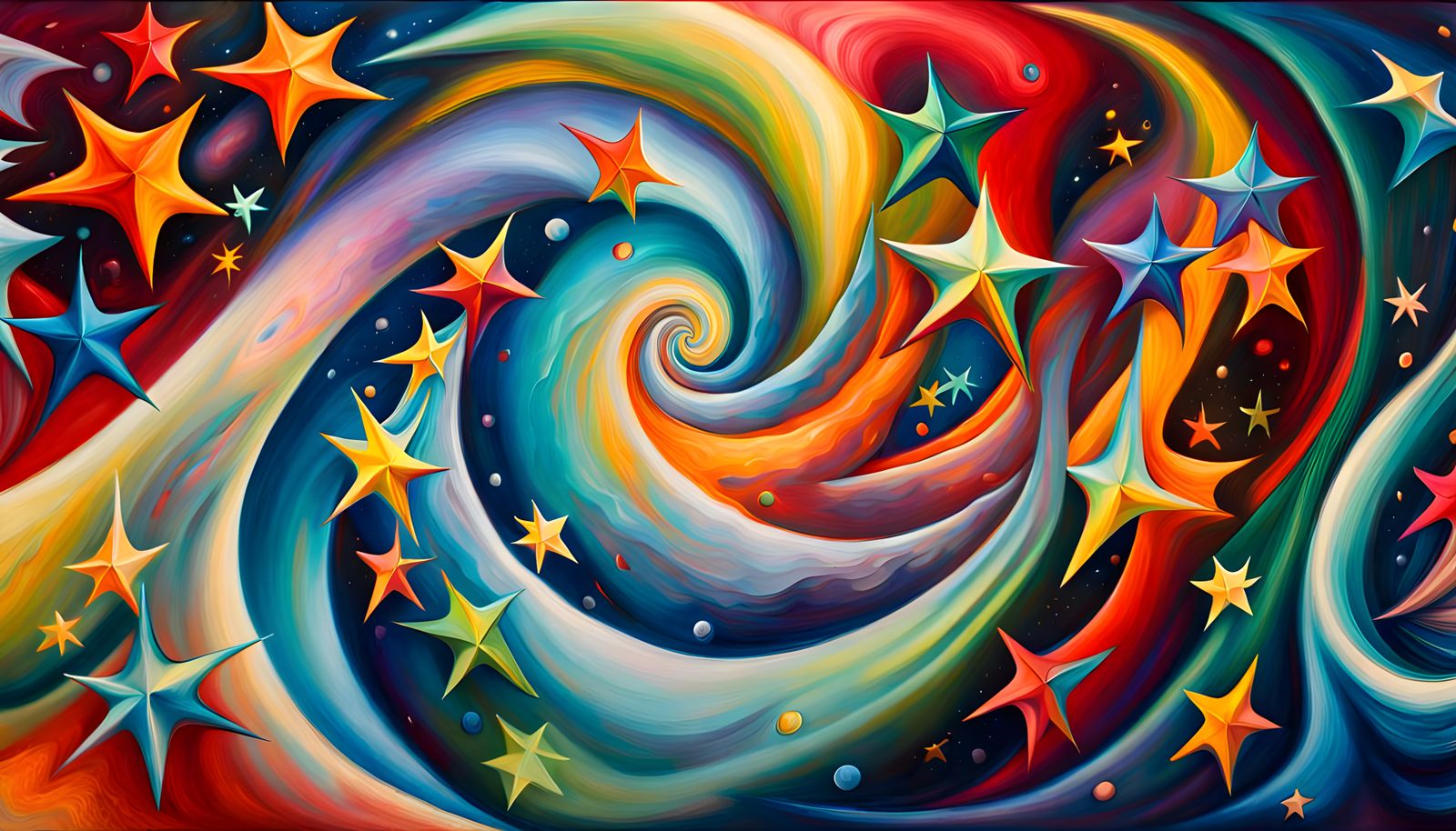 Stellar Vortex: Vivid Impasto Oil Painting