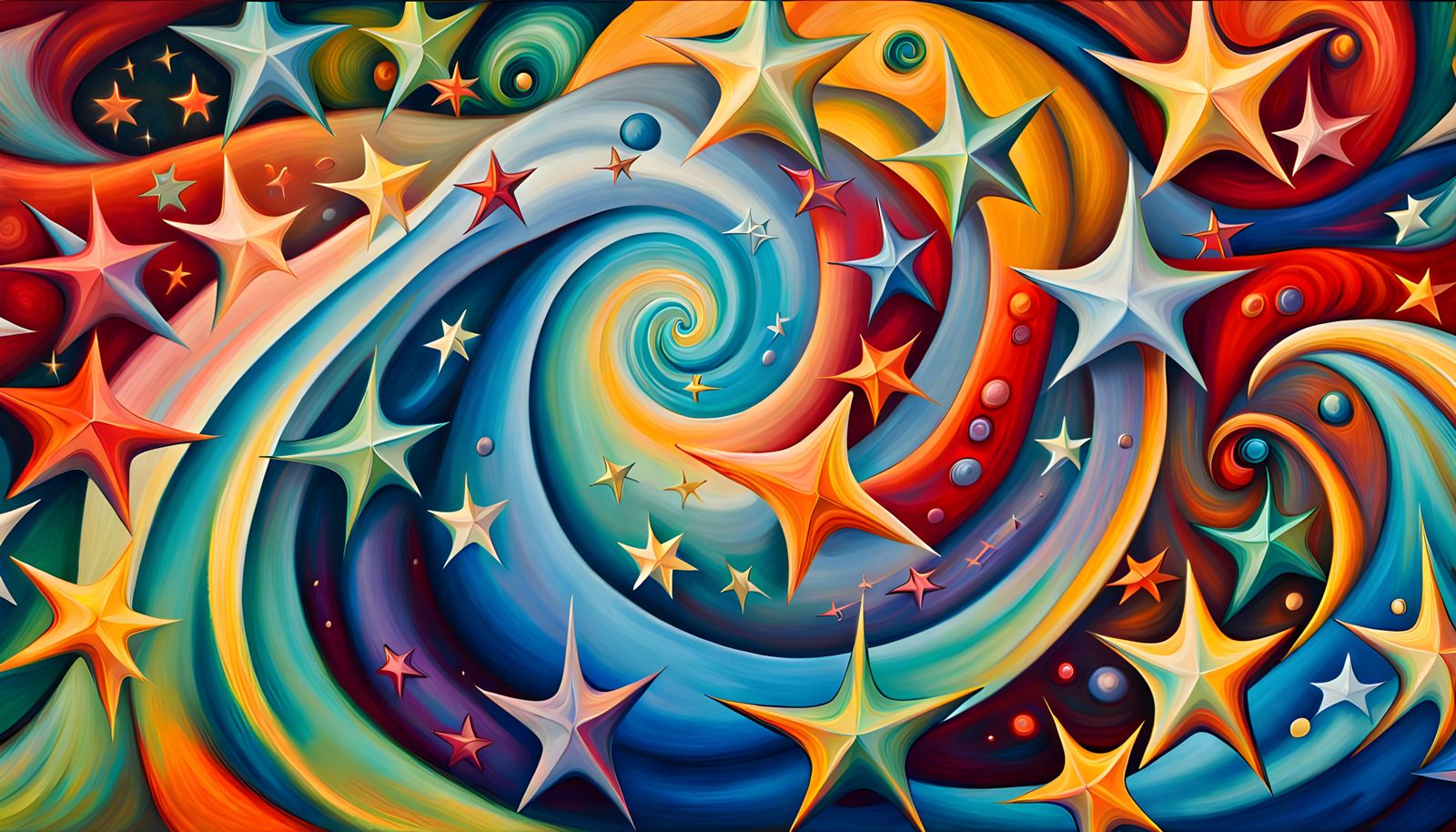 Swirling Star Vortex in Impasto Oil Style