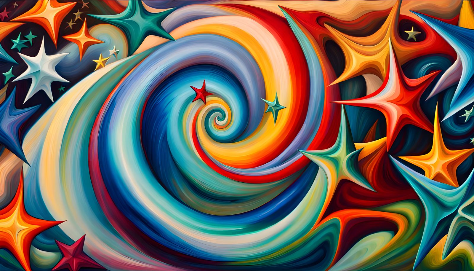 Vivid Stellar Vortex in Impasto Oil Style