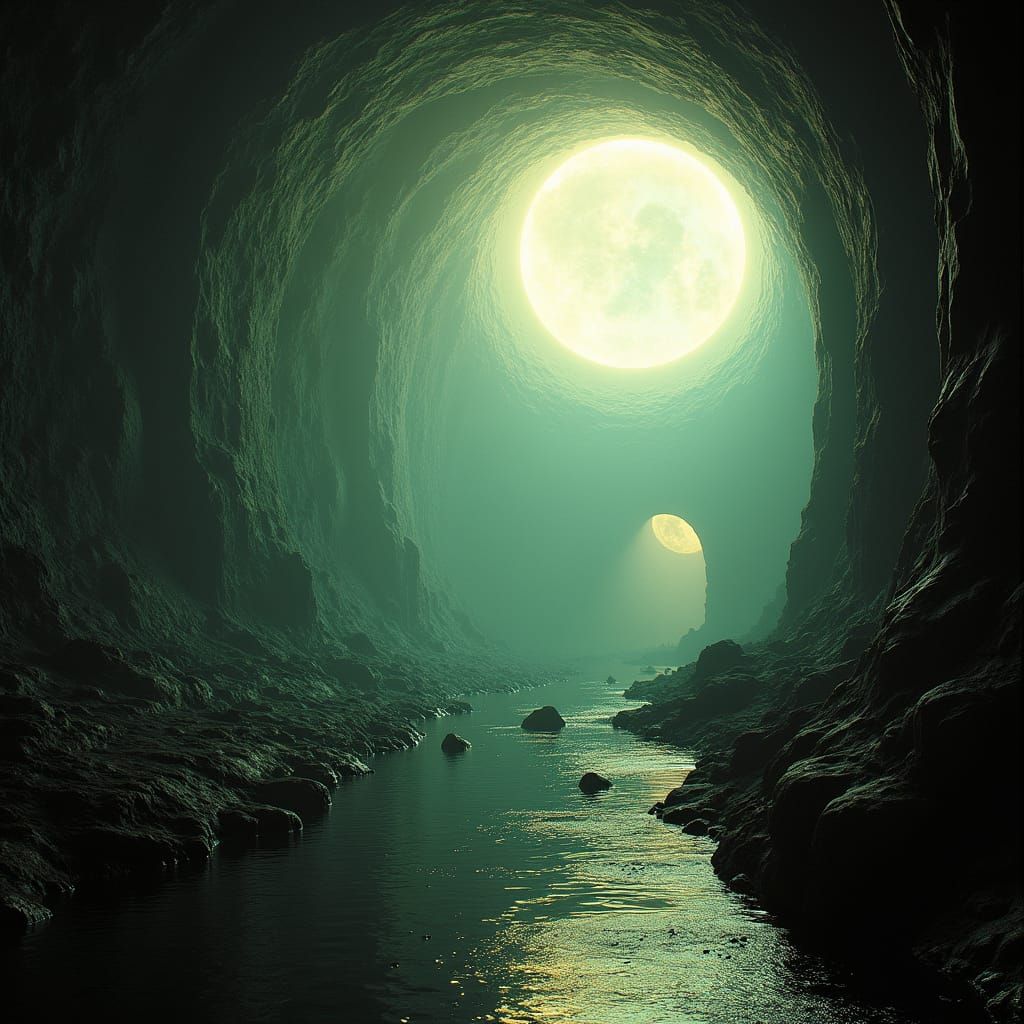 Underground City Lit by Artificial Sun in Film Noir