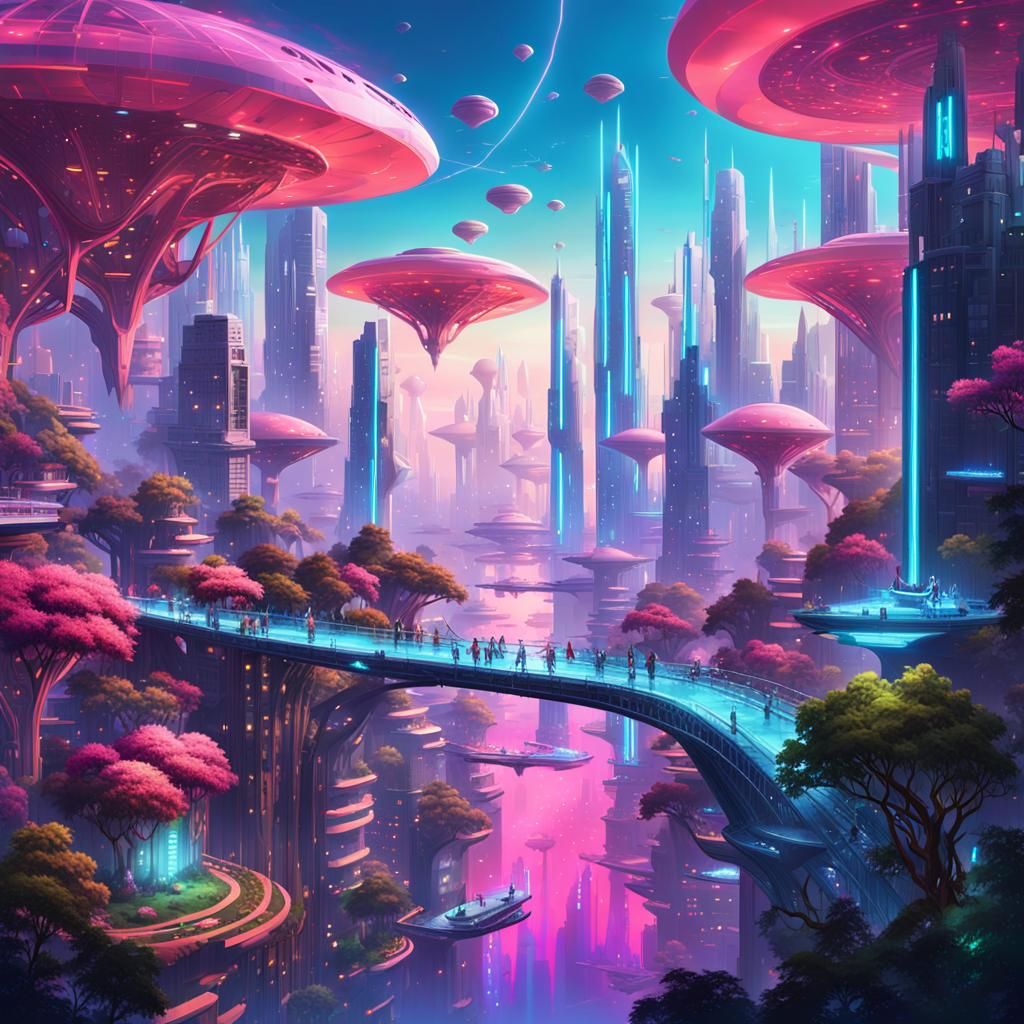 Futuristic fantasy city