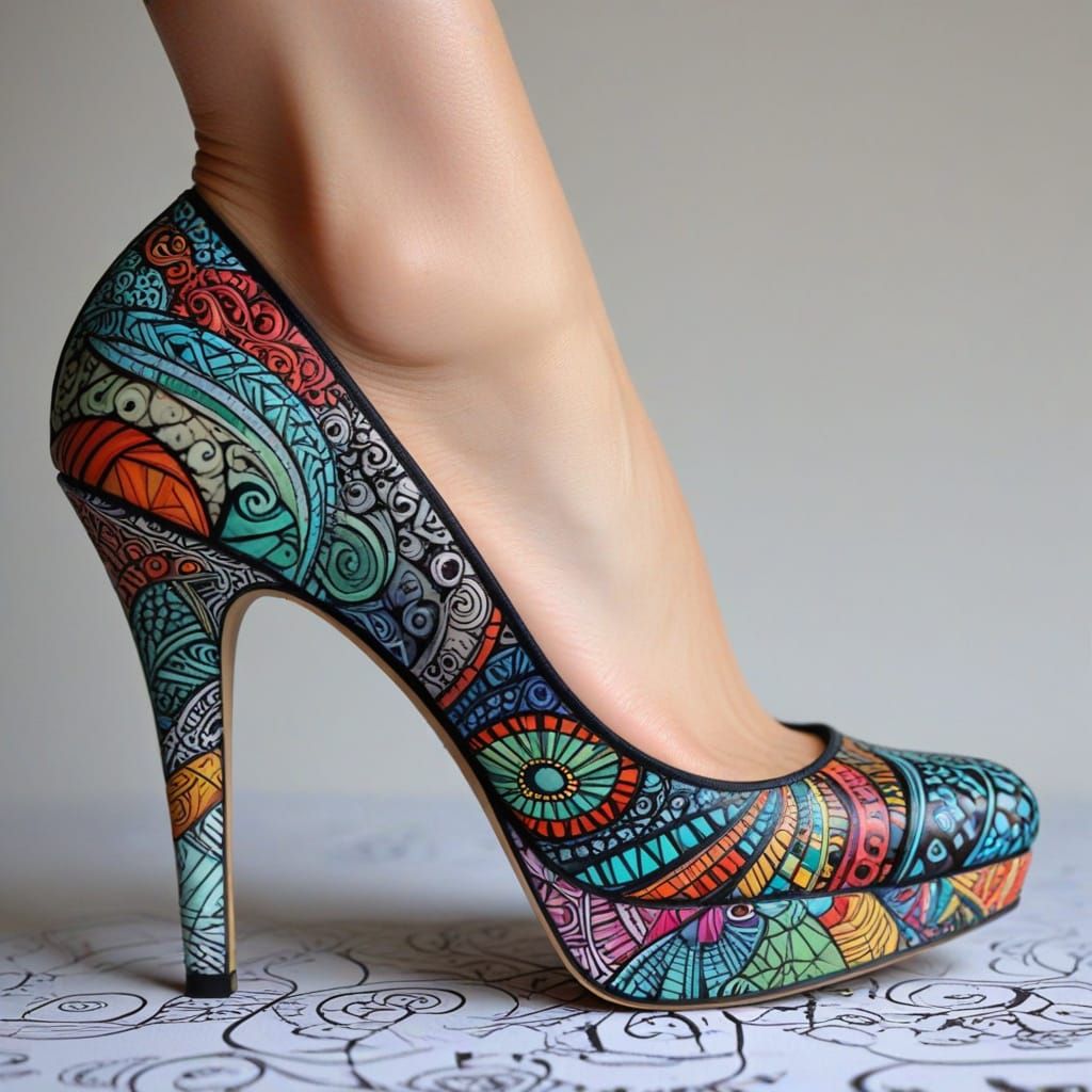 Zentangle Woman in a Colorful Maze Universe