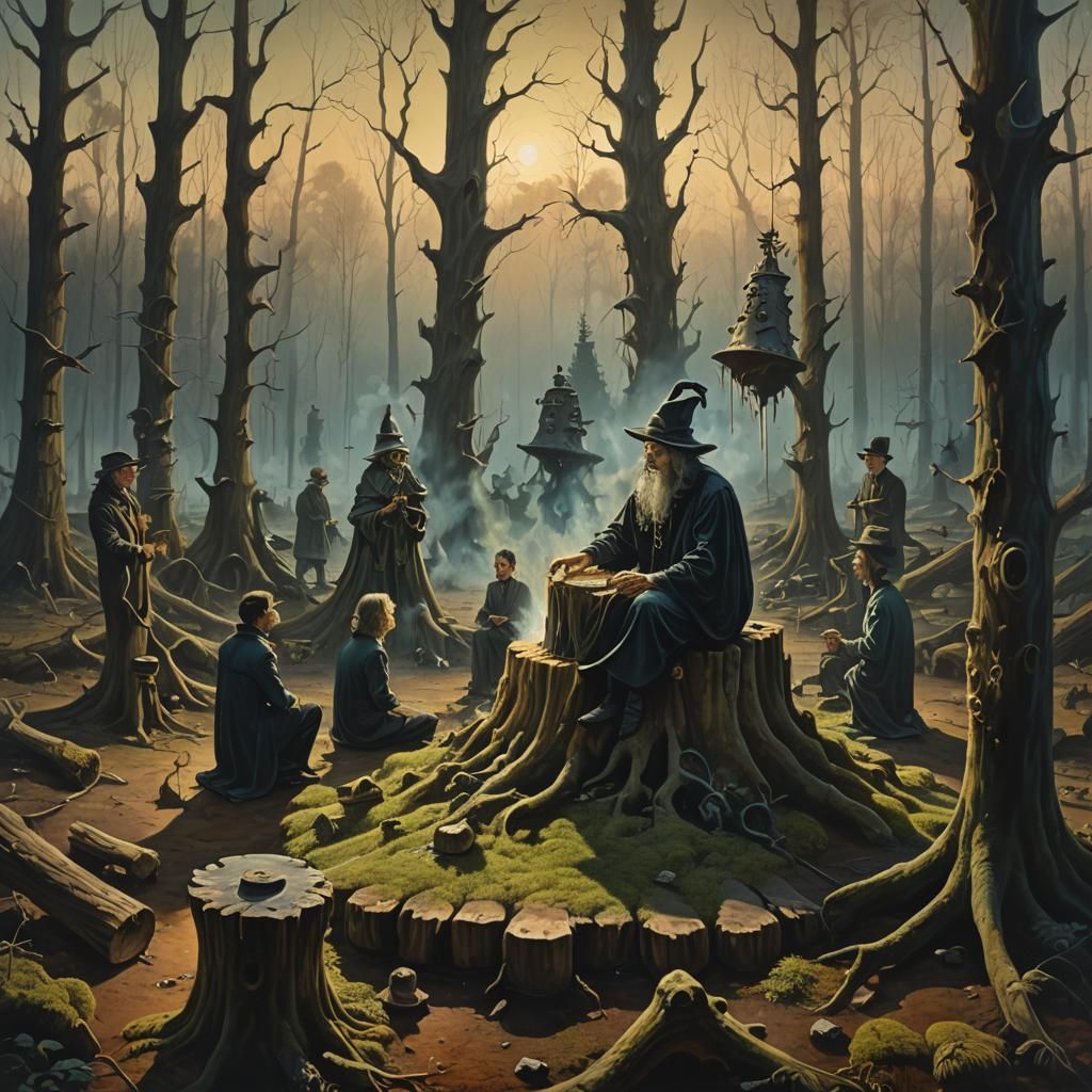 Bell Witch in Forest, a Surrealist Scene
