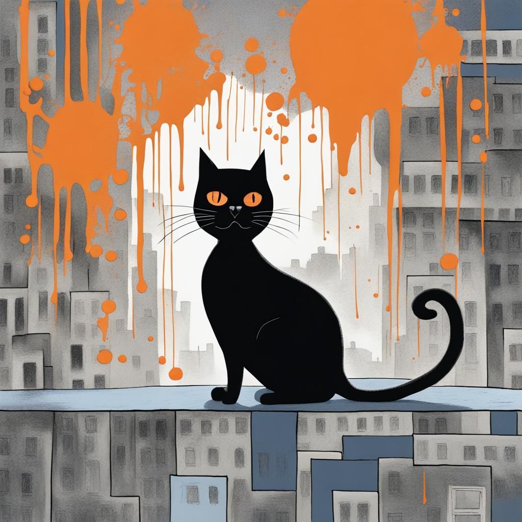 Whimsical Comic Art: Colorful British Shorthair Cat