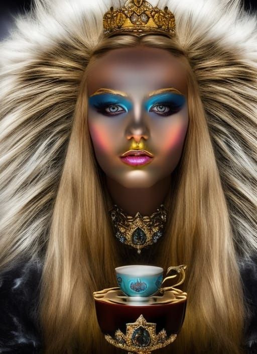 Blonde Princess with Crystal Crown in Hyperrealistic Portrai...