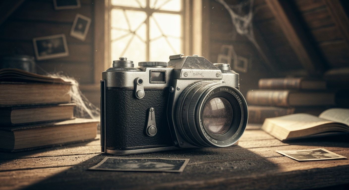 Dusty Vintage Camera in Abandoned Attic