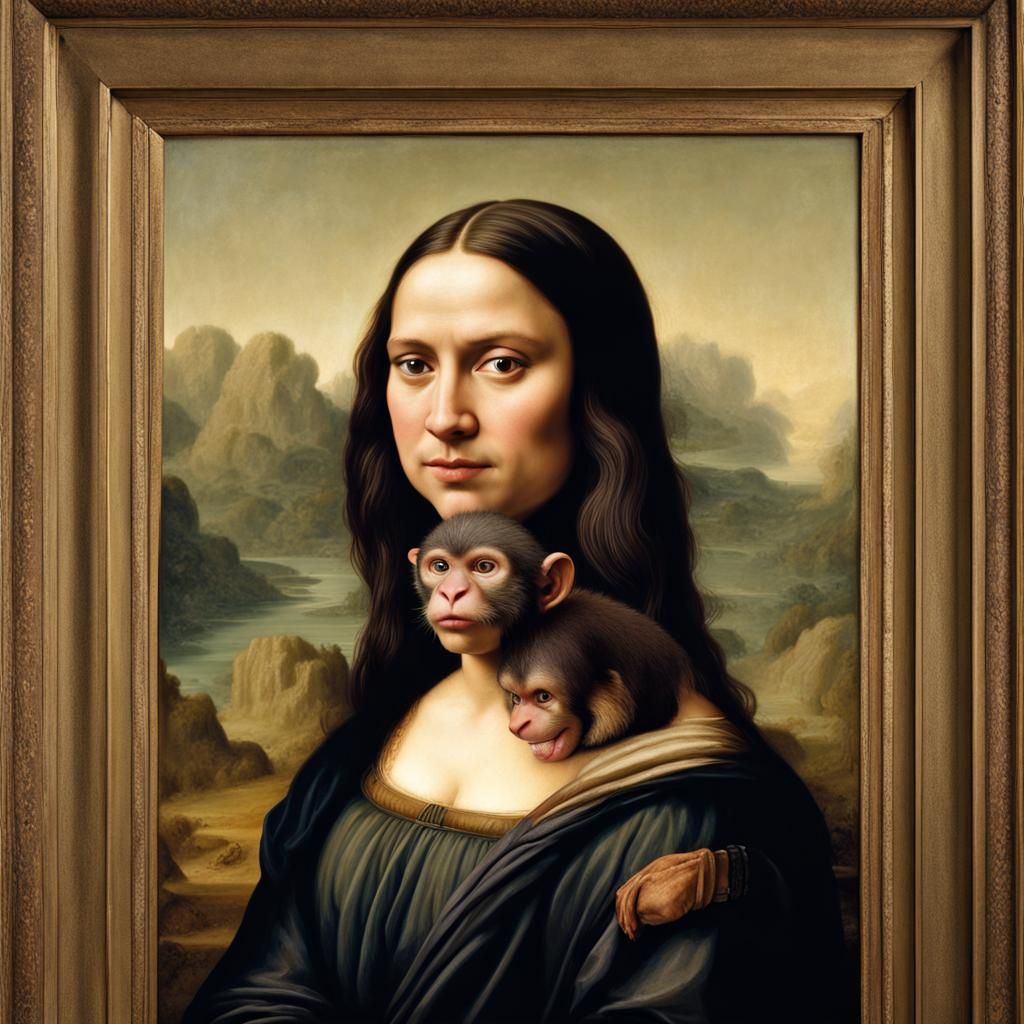Mona Lisa Monkey Portrait: Professional Photography Style