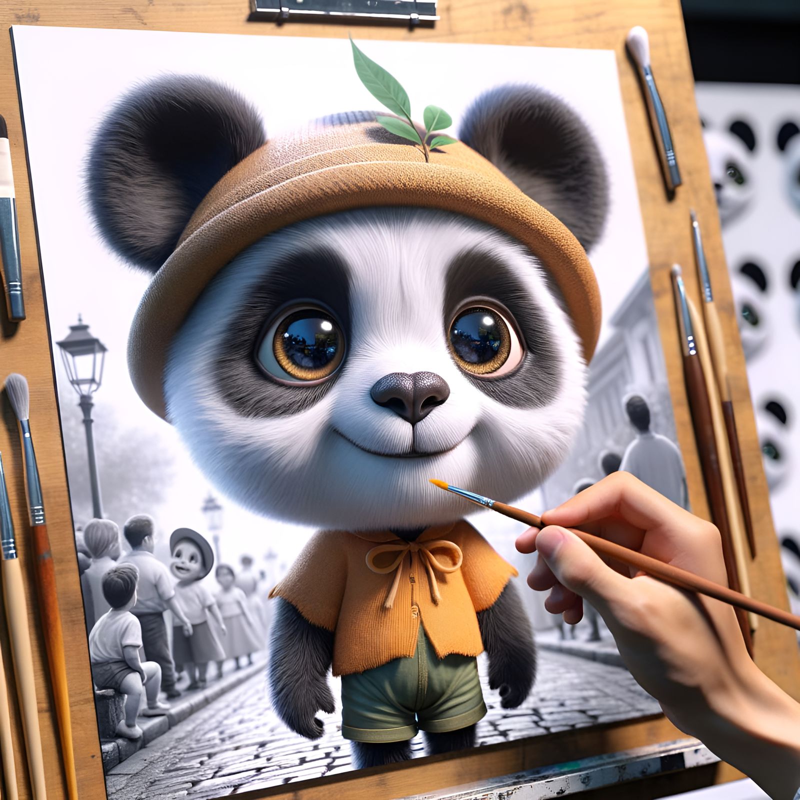 Panda Bear as Peter Pan: Pixar-Style Portrait