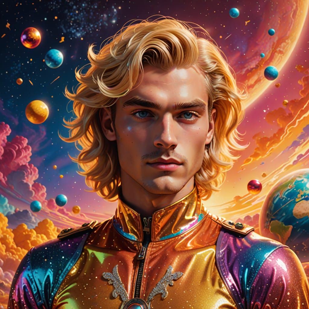 Vibrant Pop Art Masterpiece with Glittering Makeup and Heart...