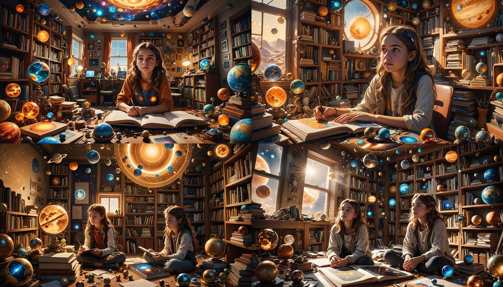 Girl's Scientific Discovery in Messy Room