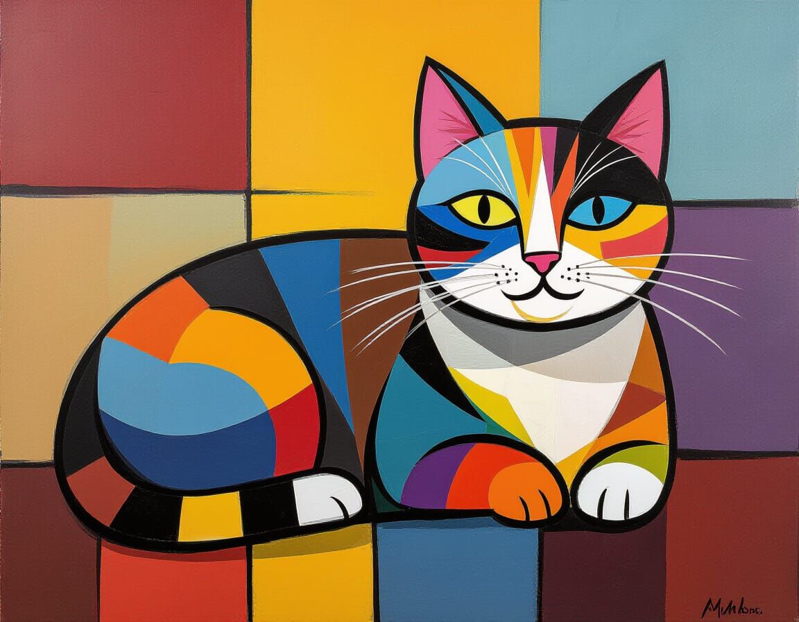 Semi-Abstract Painting of a Giant Cat