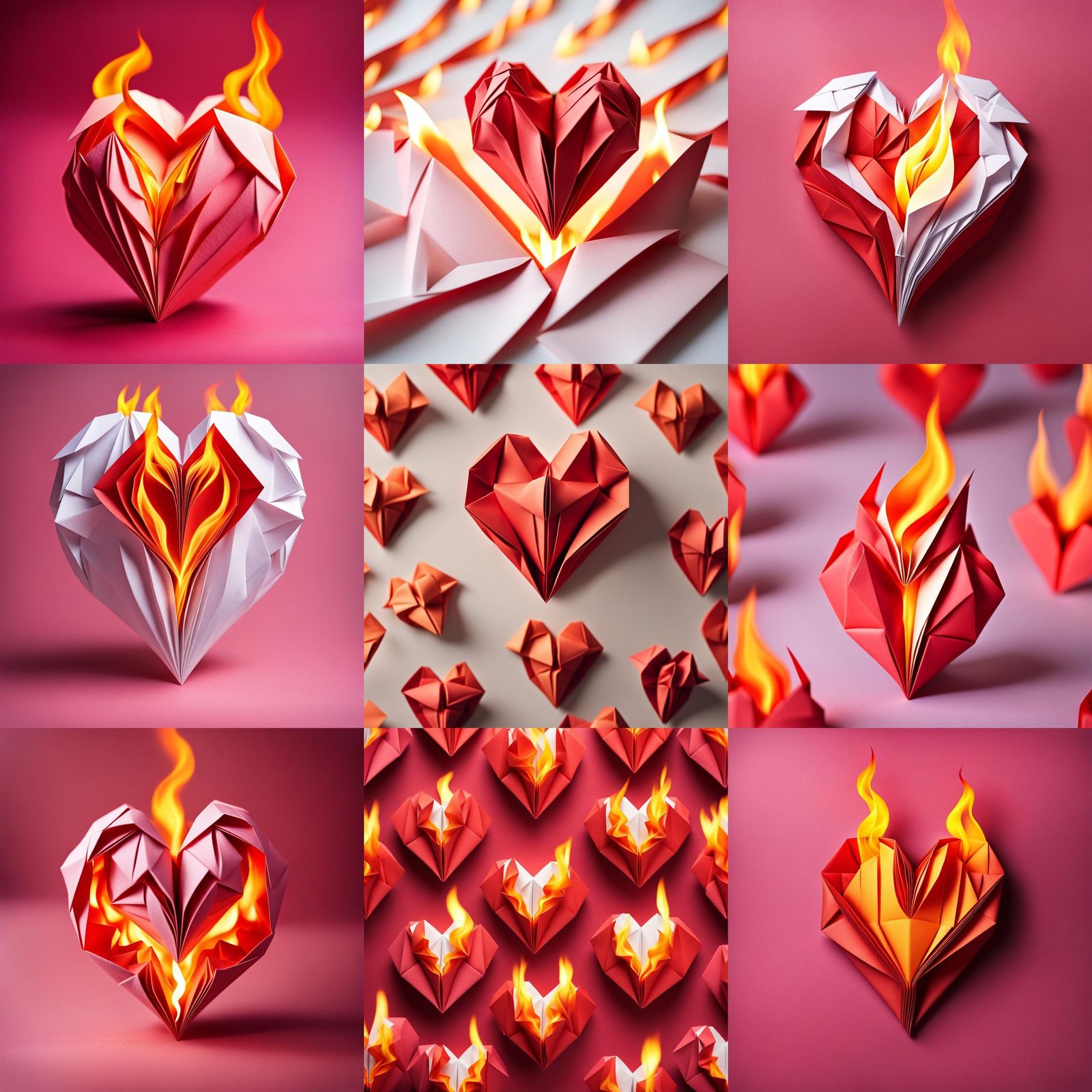Origami Flaming Heart Papercraft in 8K