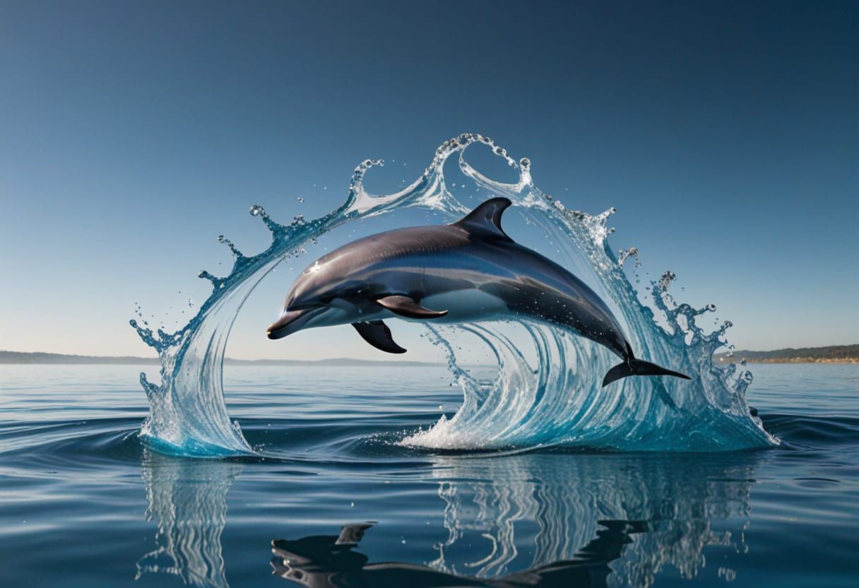 Surreal Water Sculpture Depicts Jumping Dolphin in Mid-Air